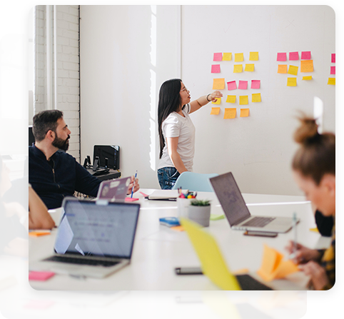 Illustration of woman using laptop