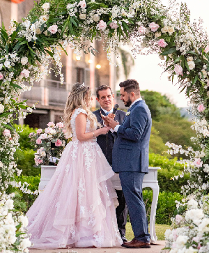 Happy couple celebrating their wedding